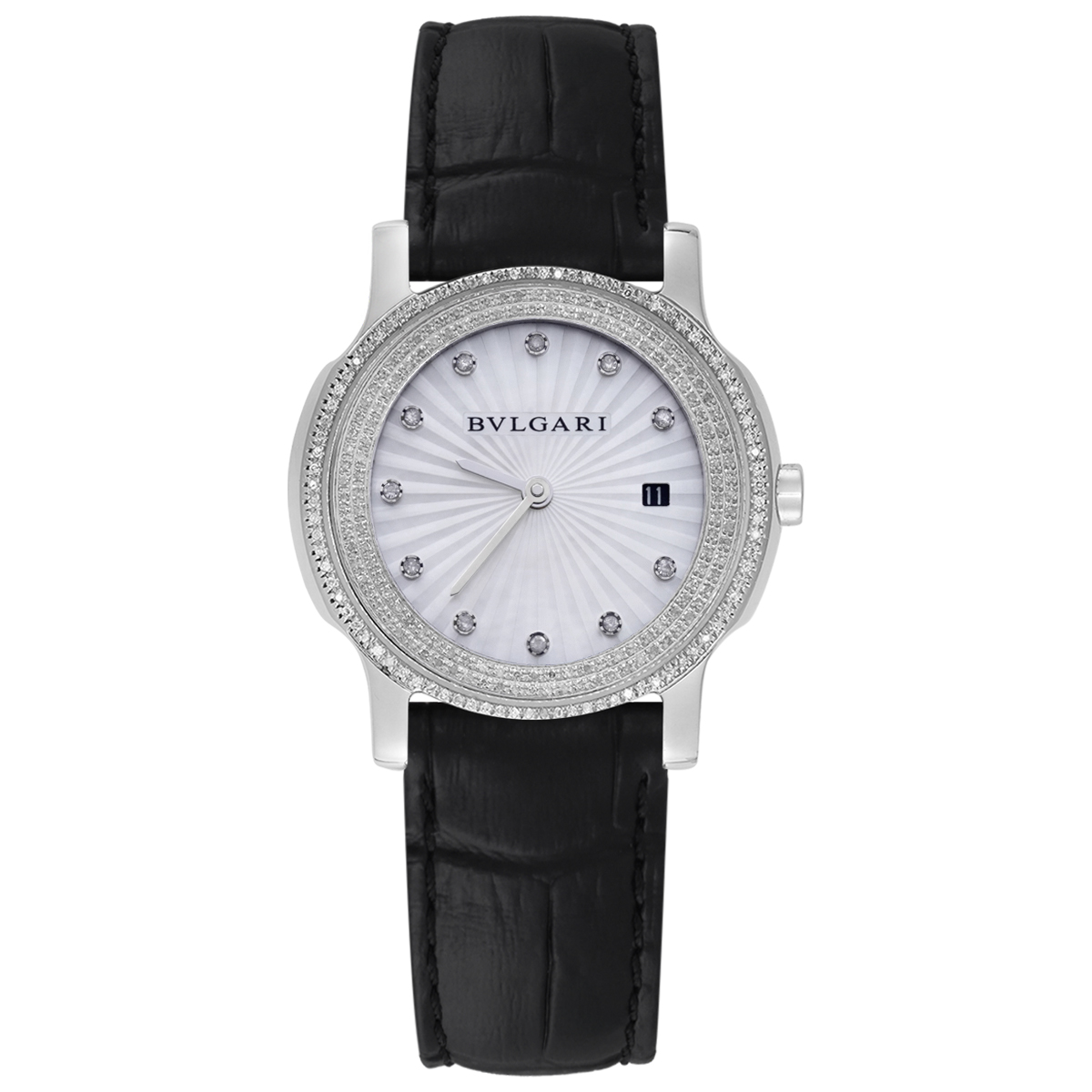 99新 BVLGARI/宝格丽 35mm后钻腕表/白贝母/气质/时尚/WHT023950