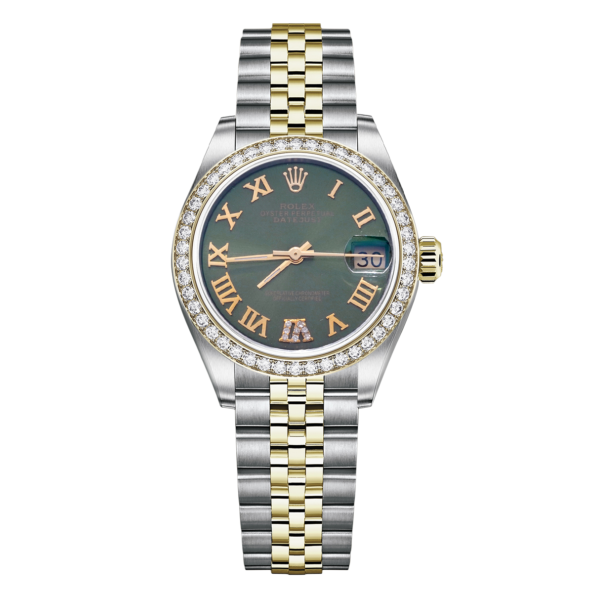99新 Rolex/劳力士 女装日志系列68273绿盘腕表/后钻/whp030908