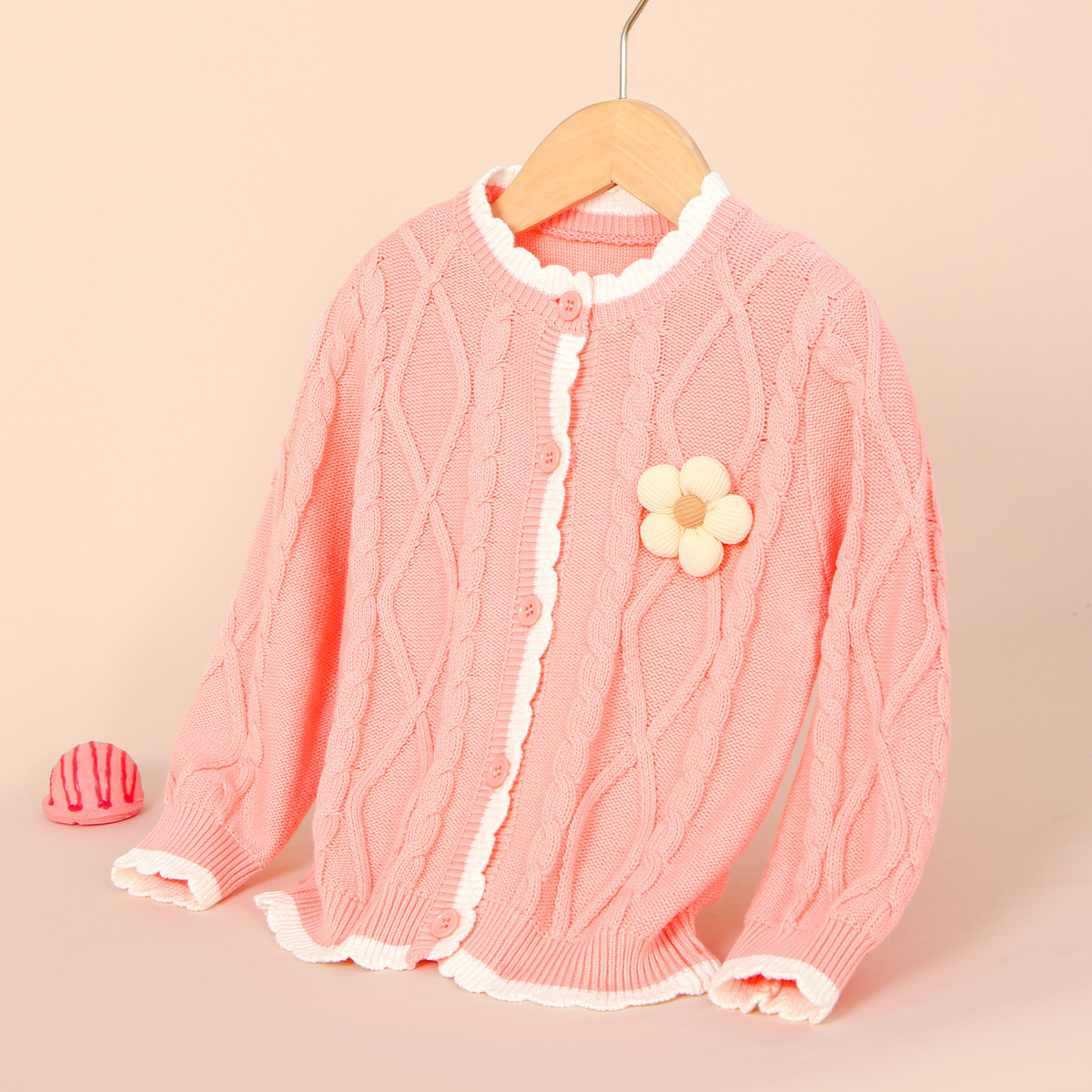 春秋新款公主风花朵女童针织开衫儿童外套线衫小童线衣W134603