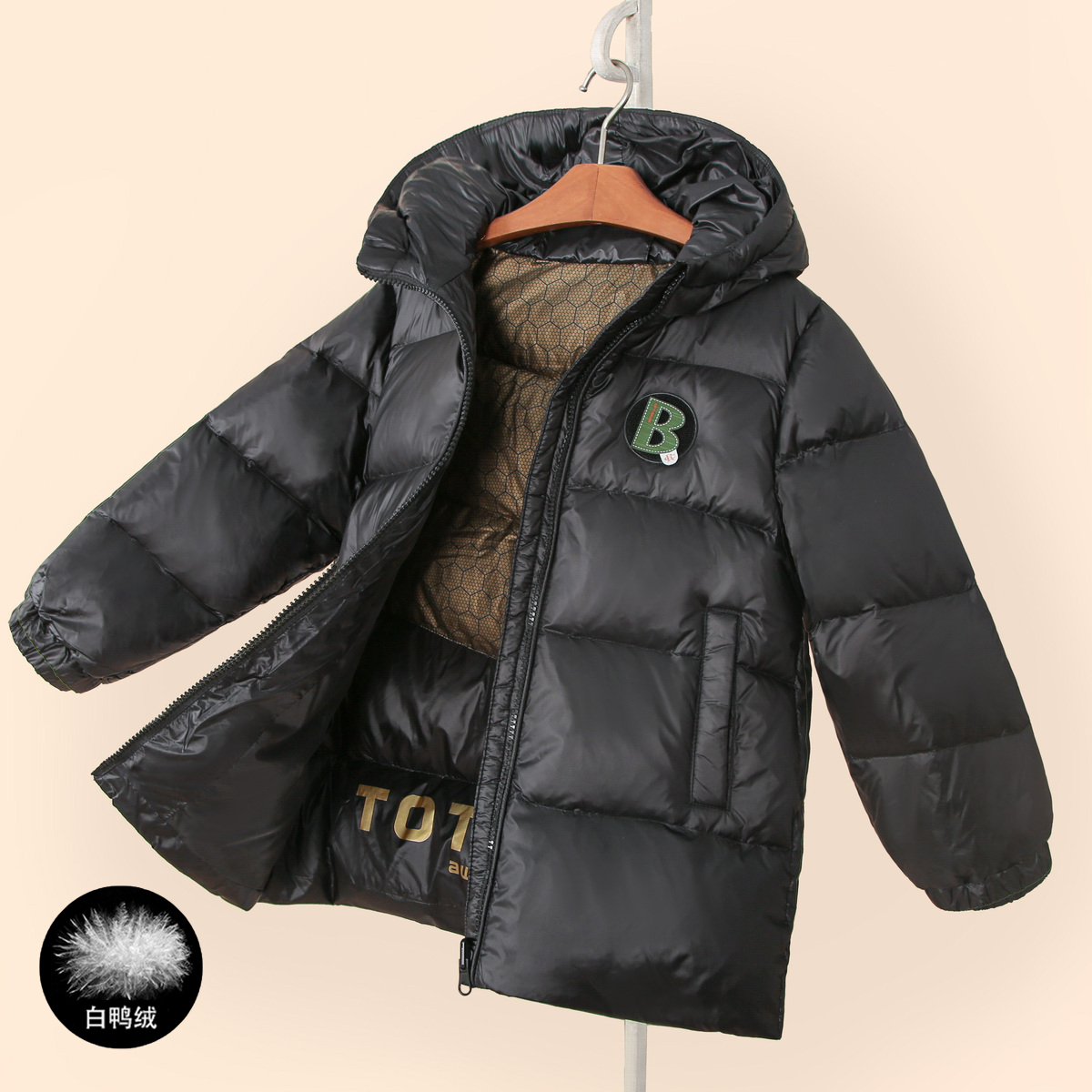 清仓羽绒服儿童连帽羽绒服保暖轻便羽绒服W1006F0147