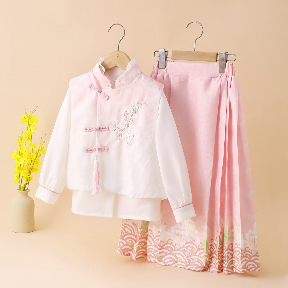 【断码清仓】女童汉服三件套马面裙春夏裙子上衣马甲禁w141101