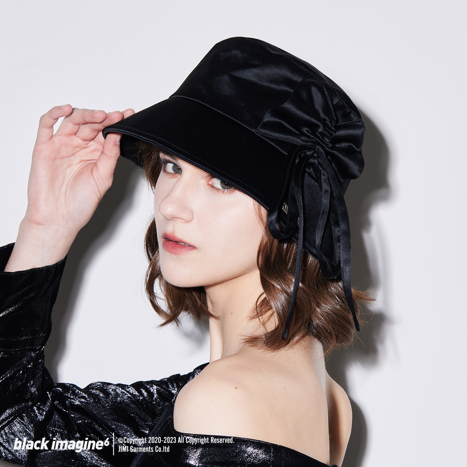 black imagine6 抽拉褶皱盆帽渔夫帽度假
