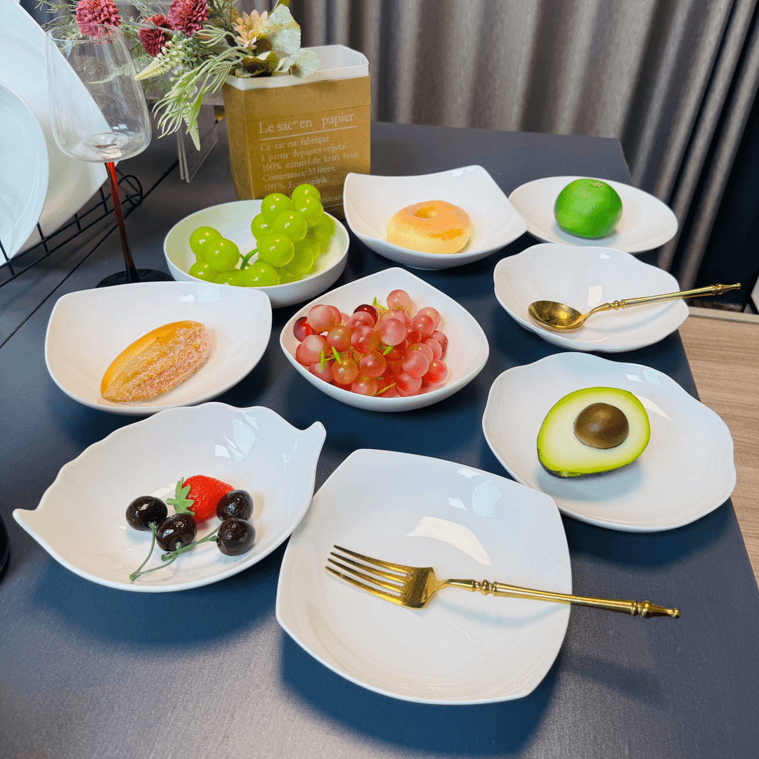 【6.5英寸/7英寸盘子集合】景德镇纯白色骨瓷家用炒菜盘小菜盘菜碟