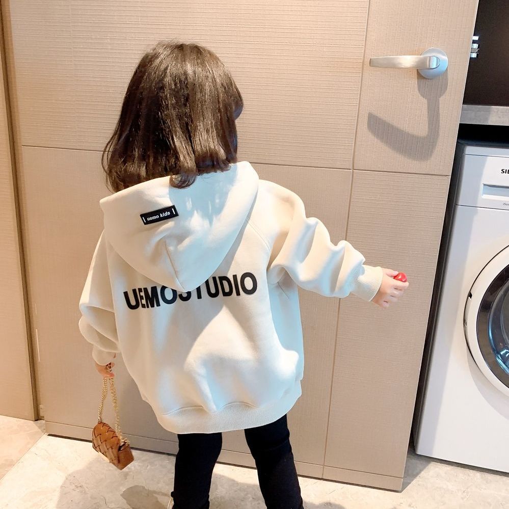 女童卫衣2023秋冬装新款洋气外套儿童字母印花长袖宝宝连女宝卫衣