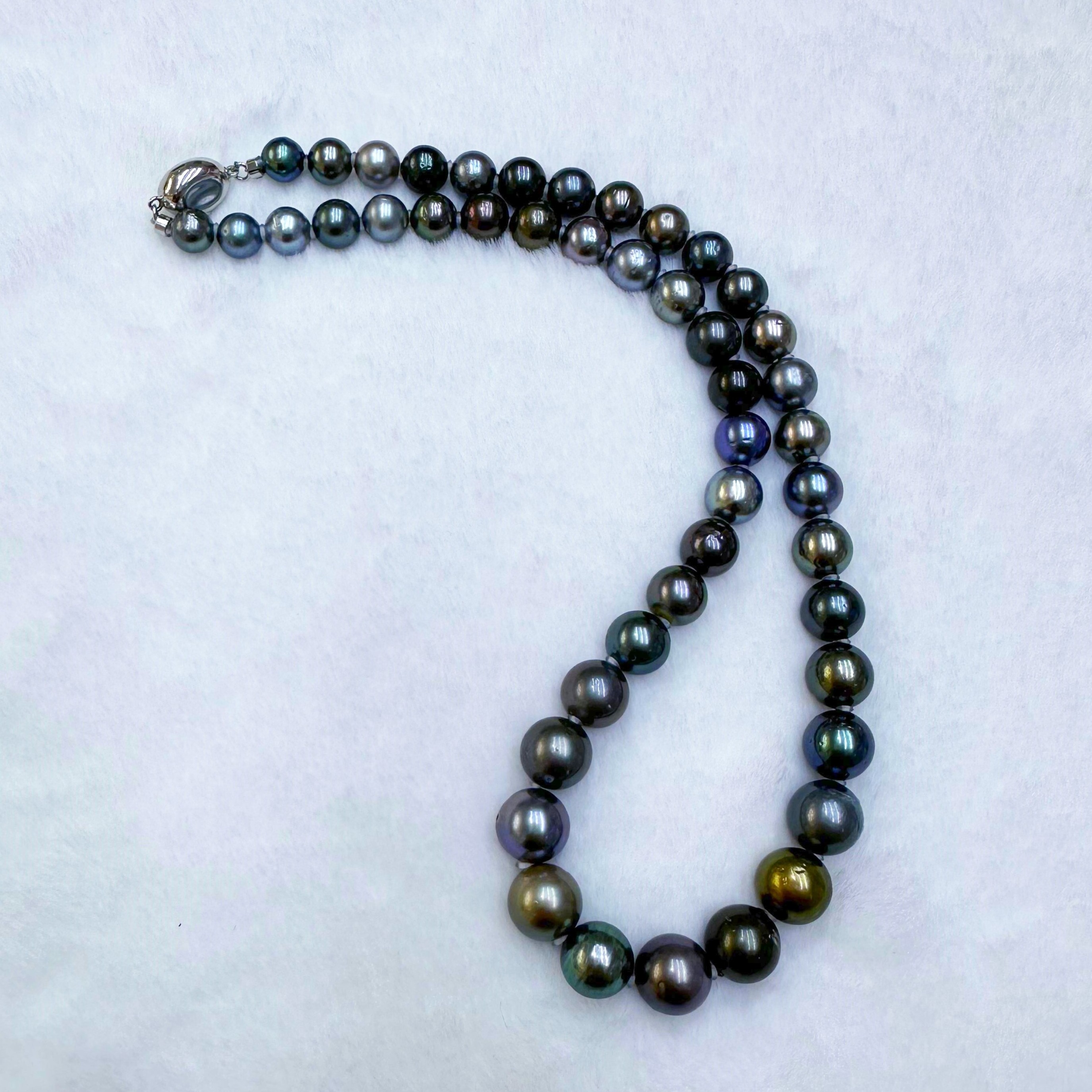 【老蚌头珠宝】大溪地穆兰迪黑珍珠全珠项链8-11mm