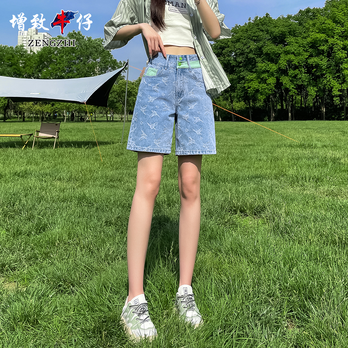 ZENGZHI/增致牛仔HR8017夏季新款时尚百搭休闲显瘦女款牛仔短裤