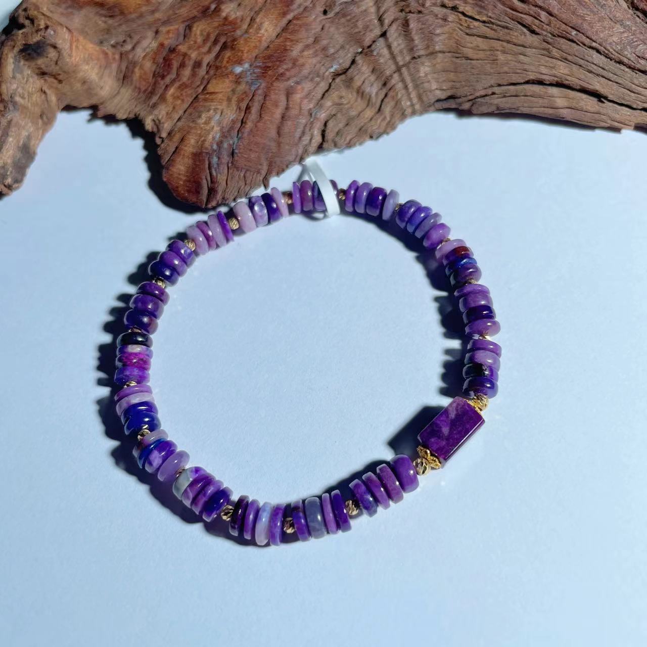 【耿总珠宝】天然舒俱来手串帝王紫算盘珠方块18K5+多样性发一DD398