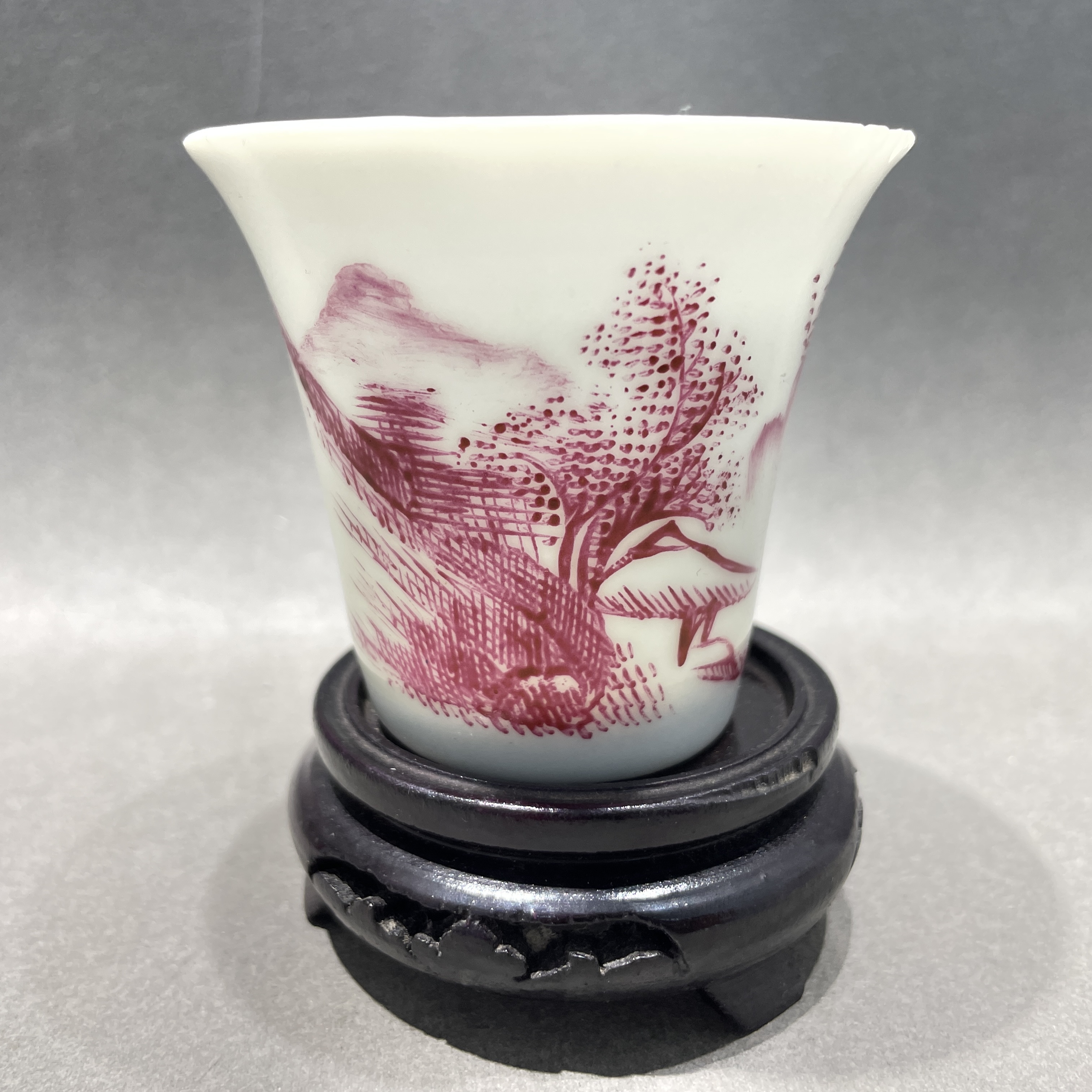 民国/胭脂红山水瓷杯/微瑕/C810035/美82/朝阳文物