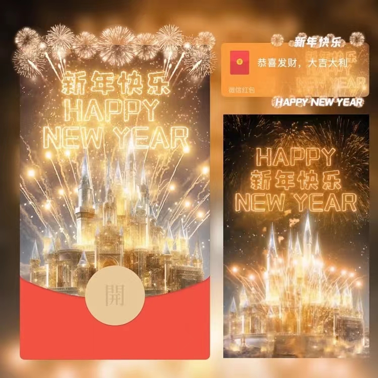 【新年快乐烟花】红包封面2024新款龙年红包设计服务