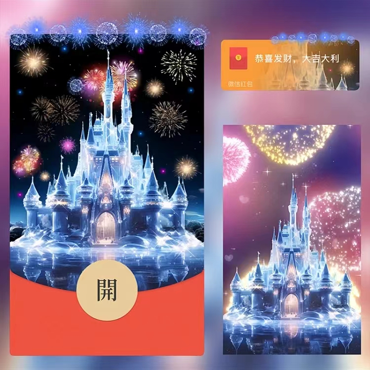 【水晶城堡烟花】红包封面2024新款龙年红包设计服务