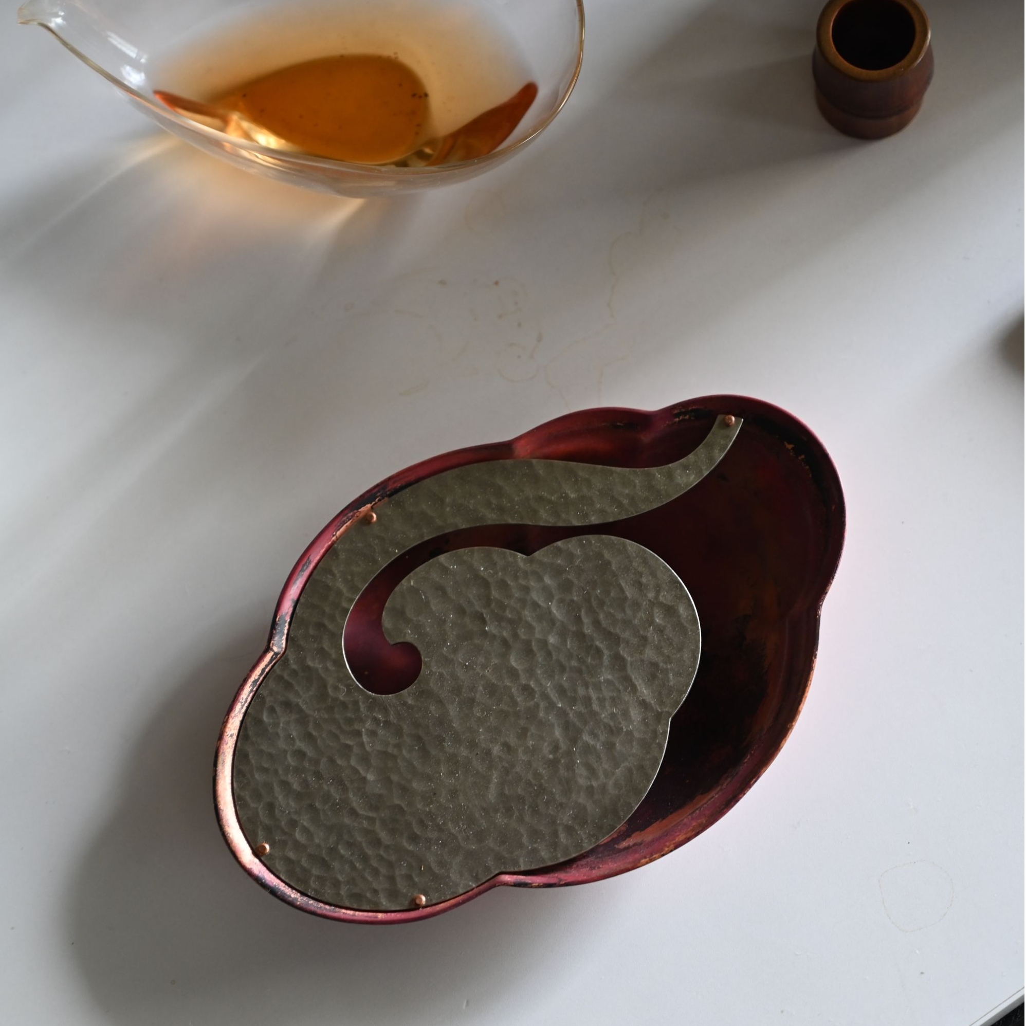 春喜铜云系列白铜配紫铜壶承