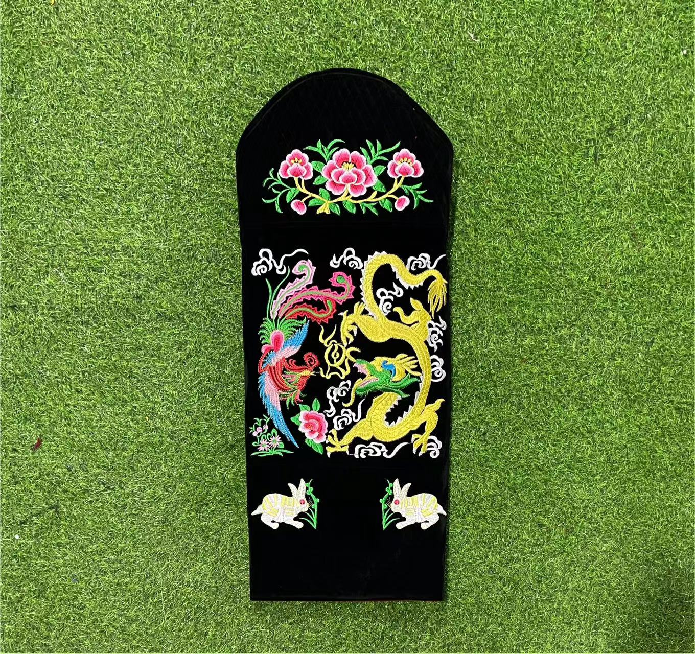 【张兴手工背带】云南传统大号黑红绣花双面背带