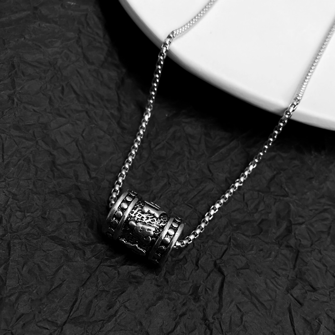 钛钢项链 钛钢项链 复古风圆柱钛钢项链潮男吊坠挂链长毛衣链配饰