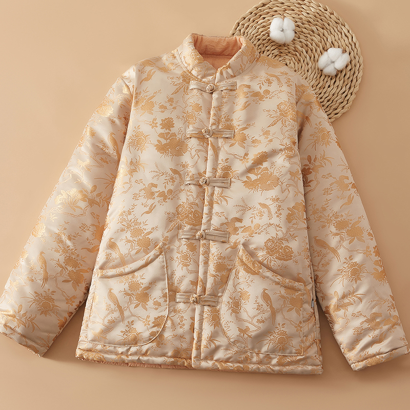 夹棉花衣女装民族文艺风棉袄冬季加厚中国风对襟立领盘扣棉花棉服