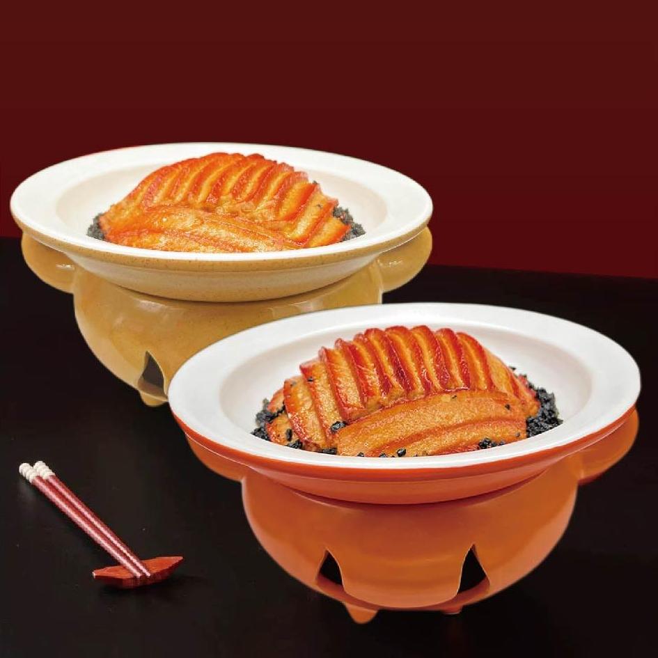 新款酒店新中式小炒黄牛肉盘子橘色和土色干锅炒肉湘菜馆牛头锅