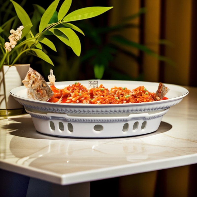 网红款金线耐磨金罗马保温盘子明炉酒店家用好物高档餐具红烧鱼盘