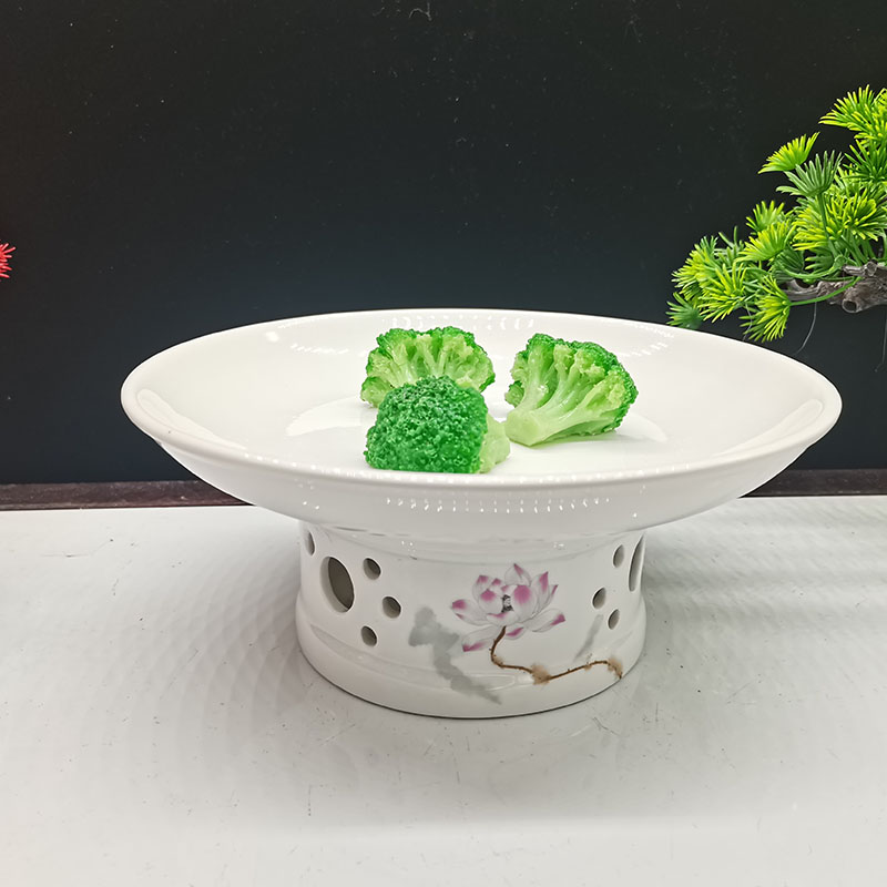 9英寸圆形保温荷花底座炉盘套装商用家用酒店陶瓷