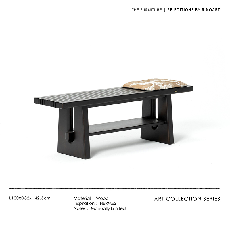 若奈家具 白蜡木实木换鞋凳皇家马匹刺绣坐包双层置物床尾凳鞋架