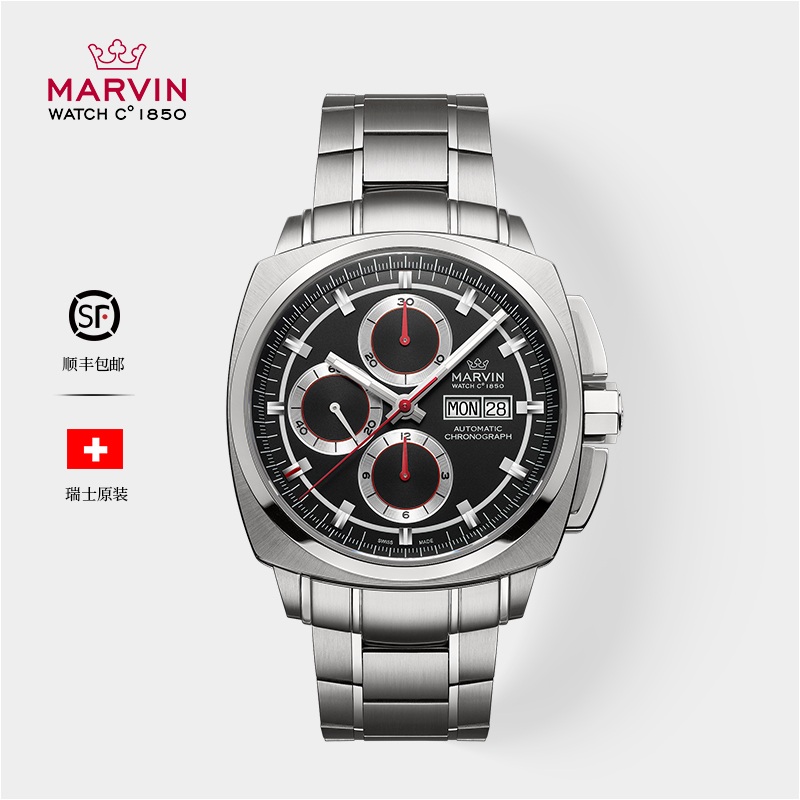 【摩纹专属】MARVIN/摩纹瑞士制造三眼六针全自动机械腕表男M118
