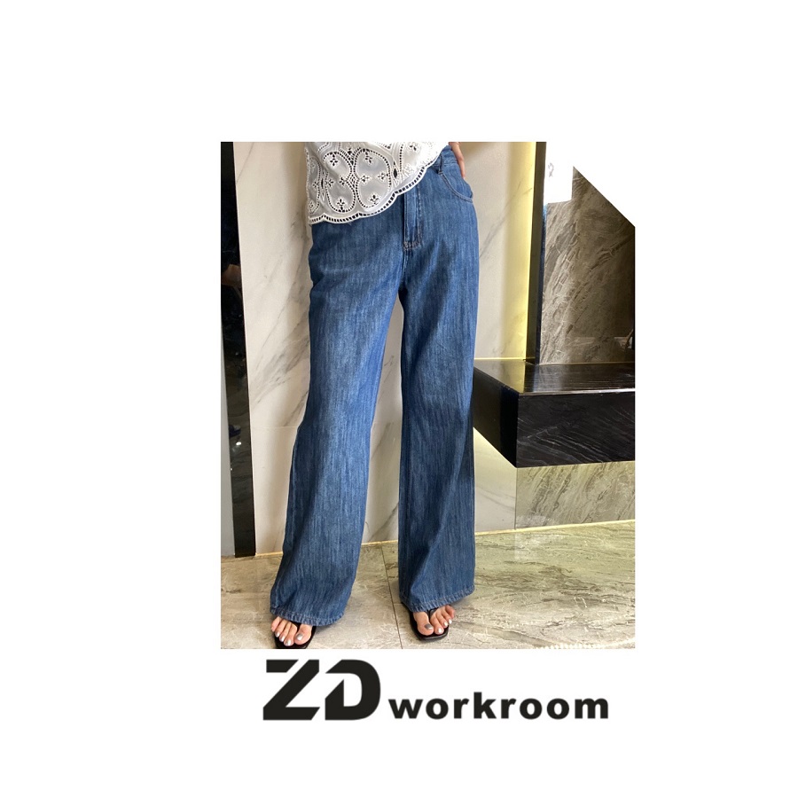 【Z.D/WORKROOM】 斑驳肌理感时尚百搭直筒阔腿牛仔裤 薄款夏季