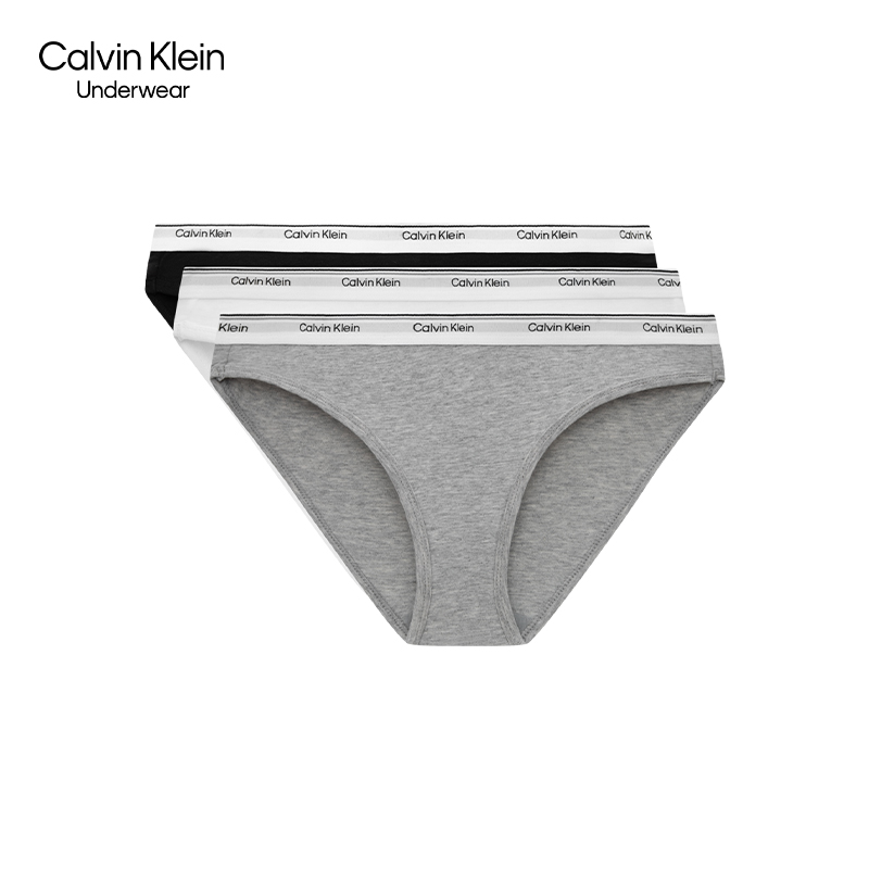 CK内衣女士三条装提花腰边舒适柔软亲肤透气三角内裤