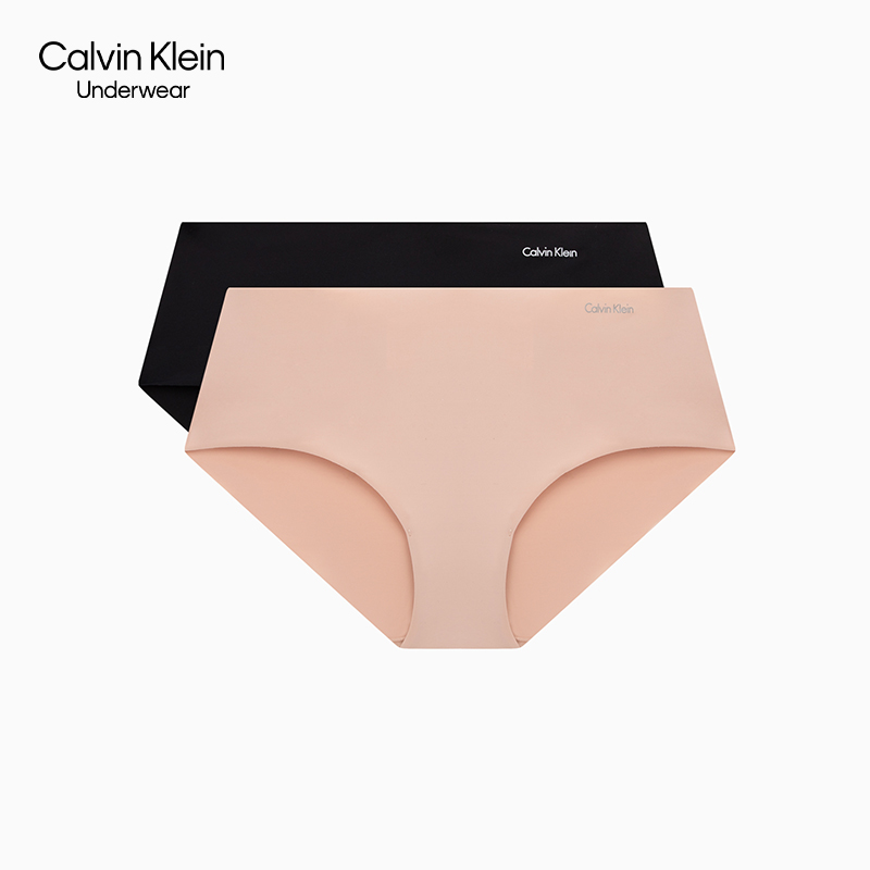 CK内衣女士两条装欧若风舒适无痕棉质裆半包臀三角内裤