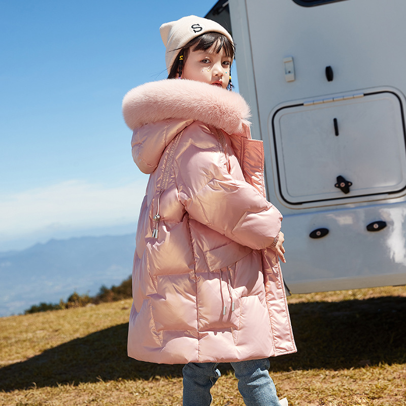 巴拉巴拉恩儿童羽绒服女童中长款2023新款洋气女孩童羽绒服中大童