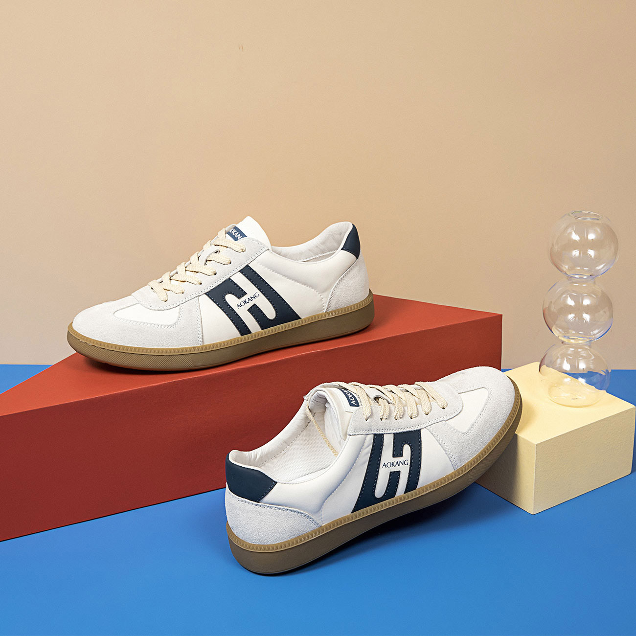 奥康秋季韩版低帮小白鞋板鞋百搭透气阿甘鞋子运动鞋时尚德训潮鞋