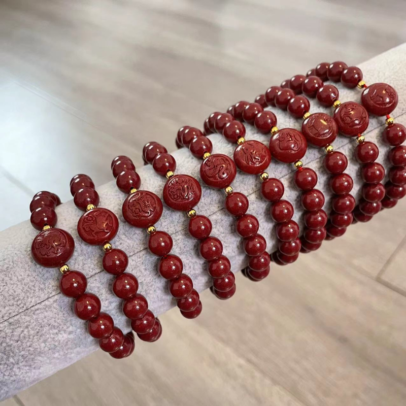 含辰砂工艺品高含量朱砂紫金砂-12生肖手链平安手串