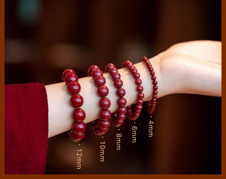 含辰砂工艺品紫金砂高含量朱砂素珠手链圆珠单圈手串