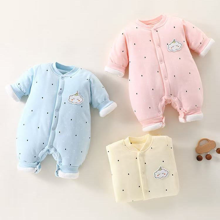 【小云朵】冬季160克婴幼儿夹棉连体衣新生儿A类纯棉宝宝哈衣