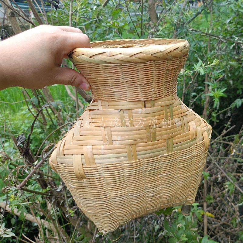 凡承古逸 贵州纯手工全竹经典经济型精致竹编鱼篓笆篓虾篓竹制品