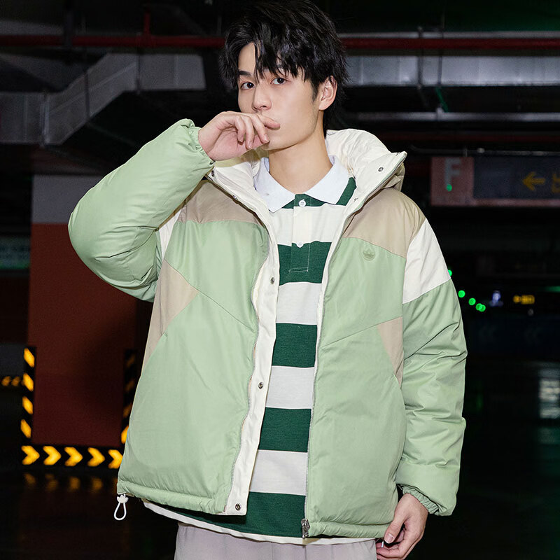 adidas阿迪达斯三叶草男装连帽羽绒服男双面穿加厚保暖棉服HS9466