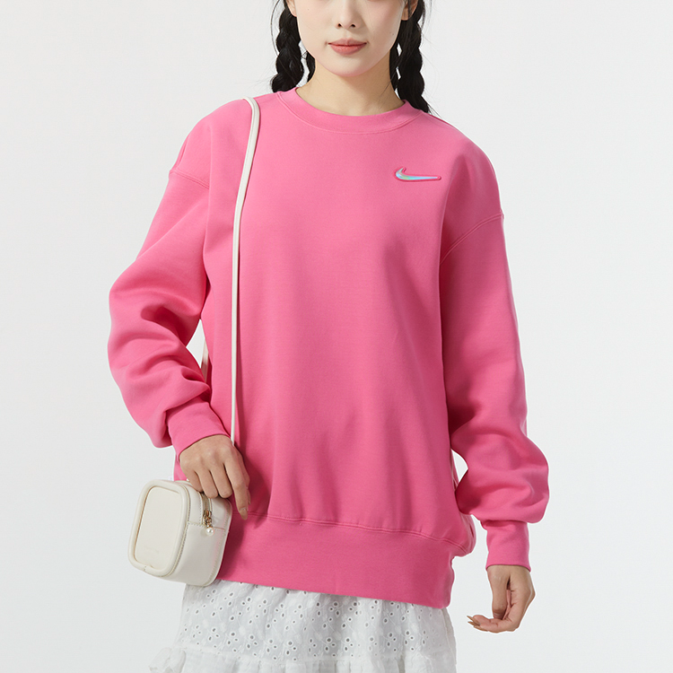耐克女子卫衣2024春季龙年限定款运动服粉色长袖套头衫FZ6537-684