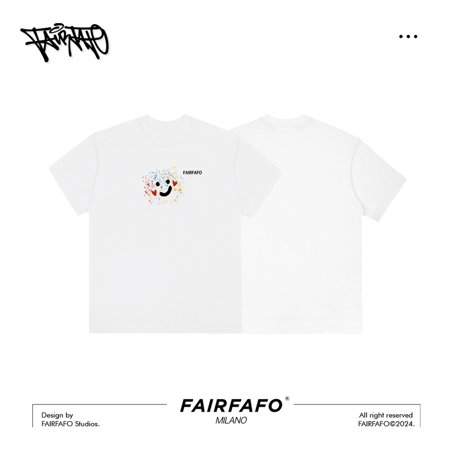 FAIRFAFO林肉肉【可爱笑脸】夏季休闲个性百搭短袖t恤女23TX20624