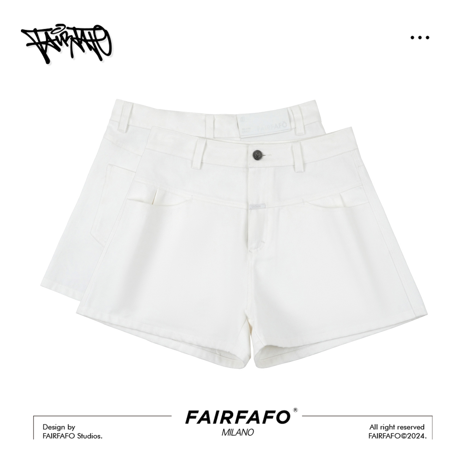 FAIRFAFO林肉肉【简约百搭阔腿短裤】KZJY45213白色显瘦夏季短裤女