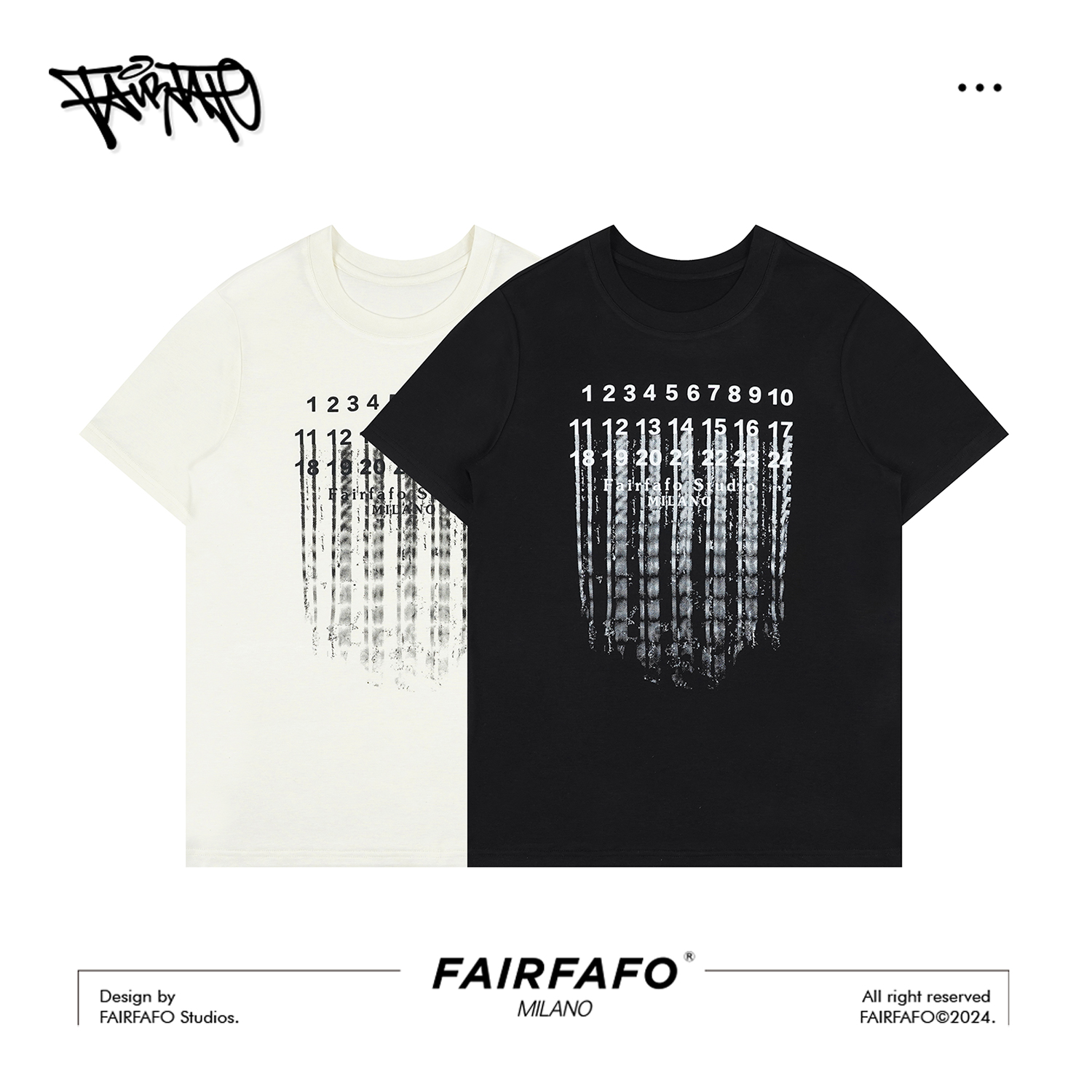 林肉肉【流失的数字印花T】TXA44169夏季潮流轻奢百搭T恤