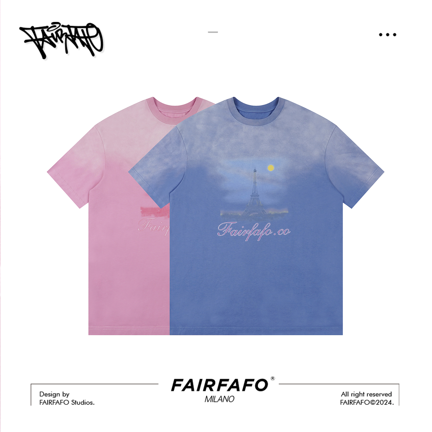 FAIRFAFO林肉肉【夜景铁塔短袖】TXRP43138时尚休闲水洗短袖t恤女