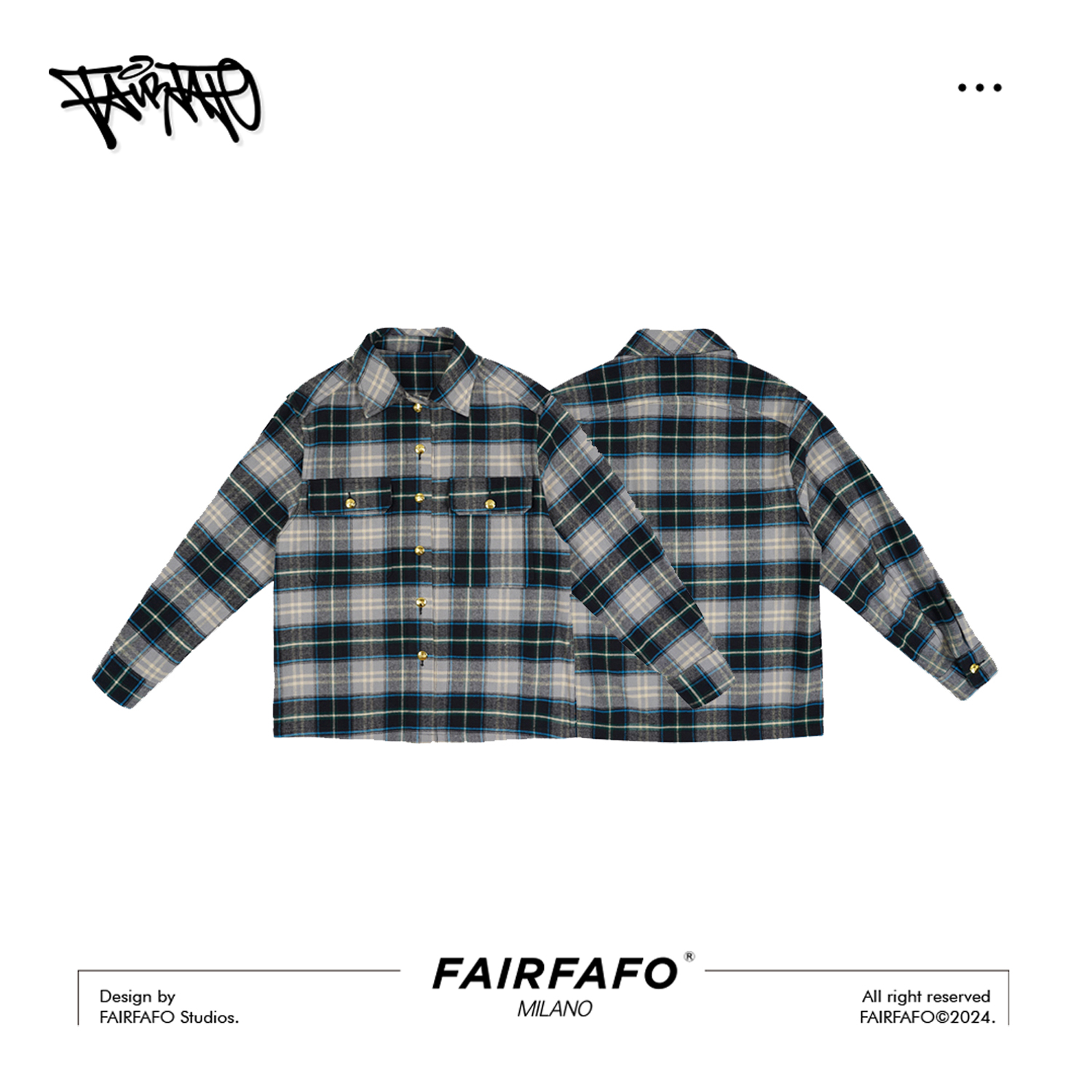 FAIRFAFO林肉肉【马车扣格子衬衫】23WT2054时尚潮流女士衬衫外套