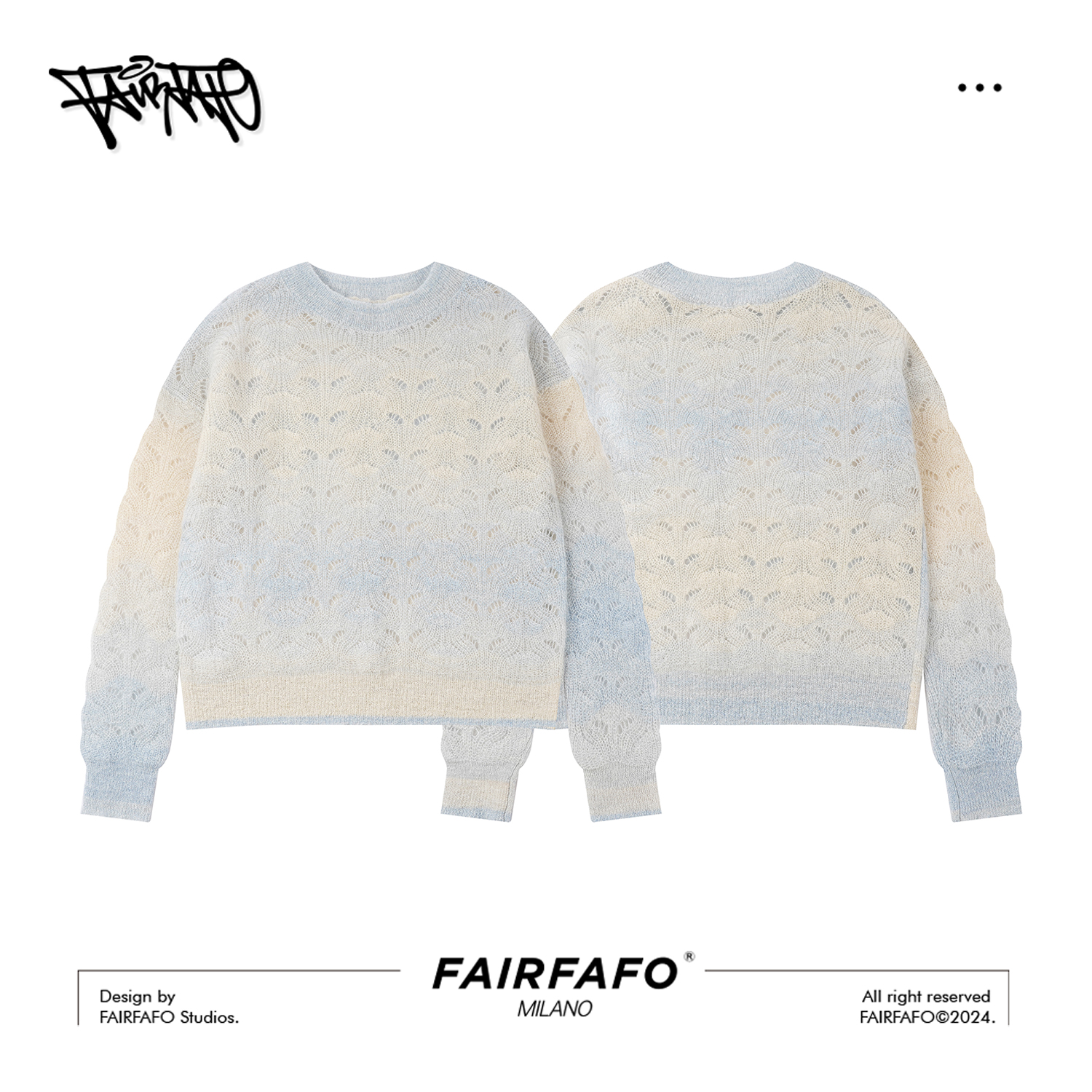 FAIRFAFO【温柔风渐变马海毛+羊.毛】XG24MY775秋冬圆领渐变色毛衣