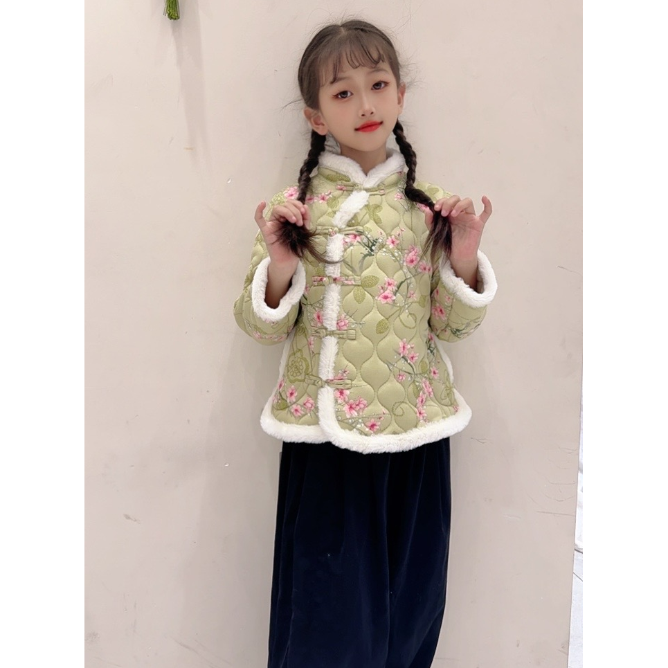 2025冬季女童花棉袄新款棉服外套棉衣中国风拜年服碎花中式加厚