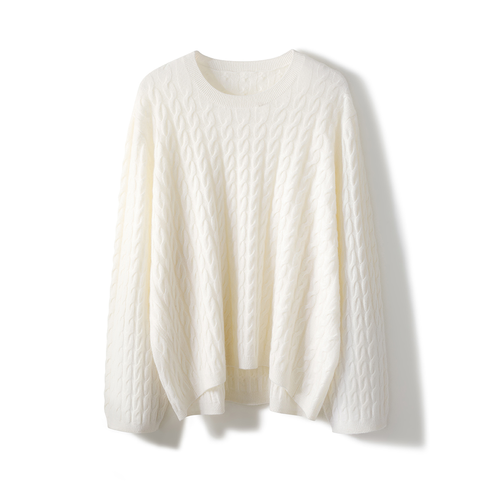 闭眼入!秋冬100%纯山山羊绒衫女圆领宽松针织打底羊绒毛衣慵懒风