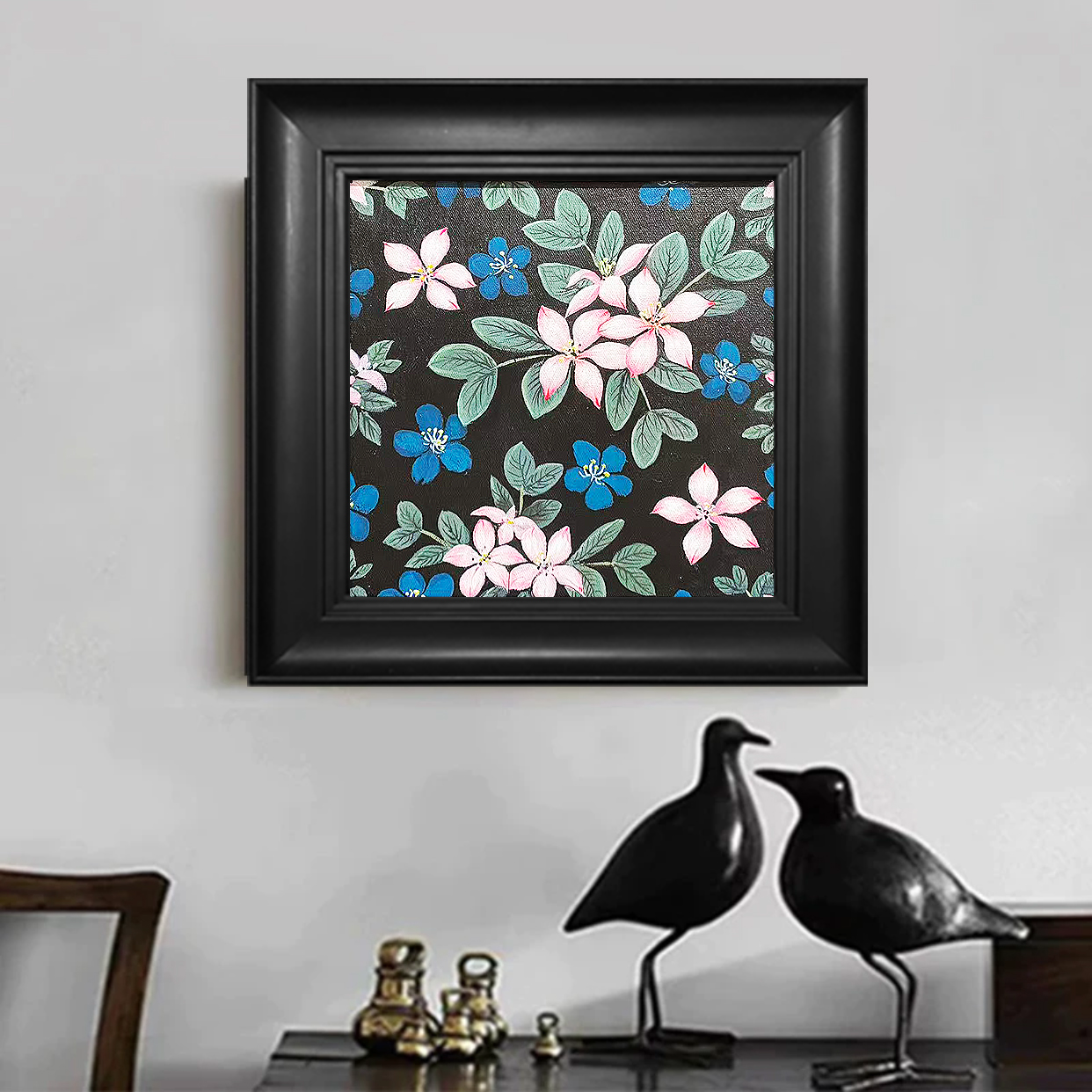 法式中古花卉客厅装饰画美式复古高级感卧室床头餐厅挂画