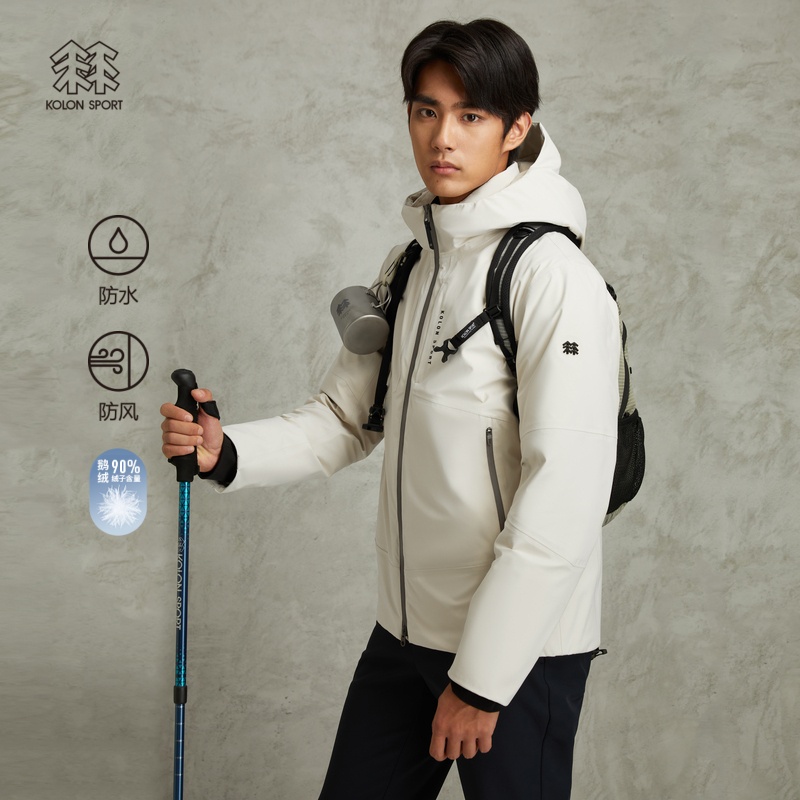 KOLON SPORT可隆冲锋衣2级男户外防水羽夹克防风轻量羽绒服