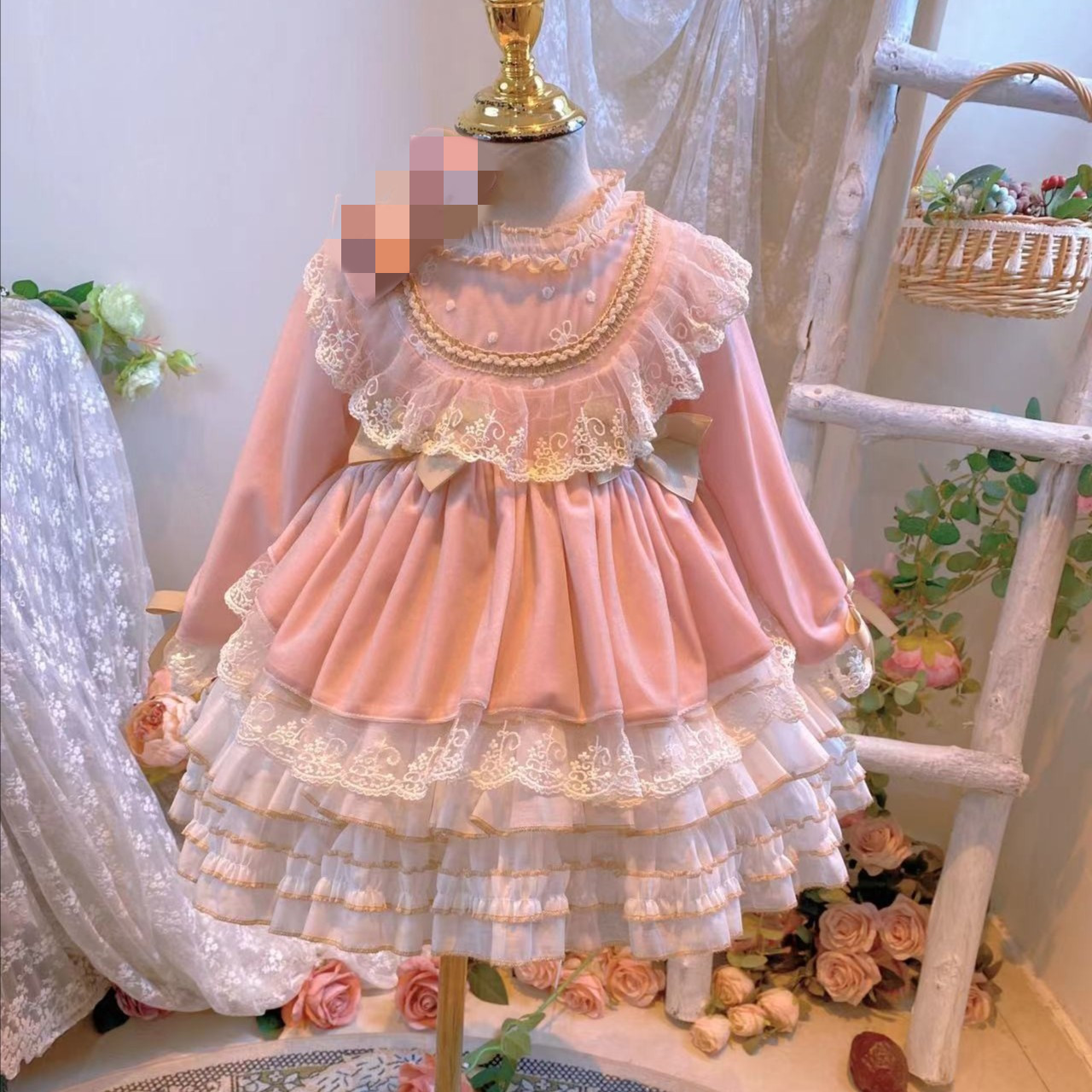 ambl-018（粉色）春季新款女童蓬蓬洛丽塔纱纱公主裙