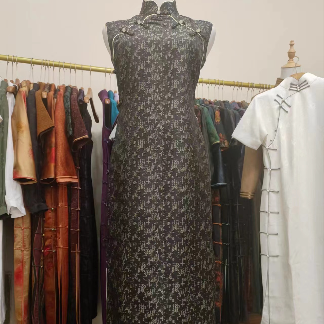 老舍裁缝铺三闪文华纱经典旗袍国风长款气质