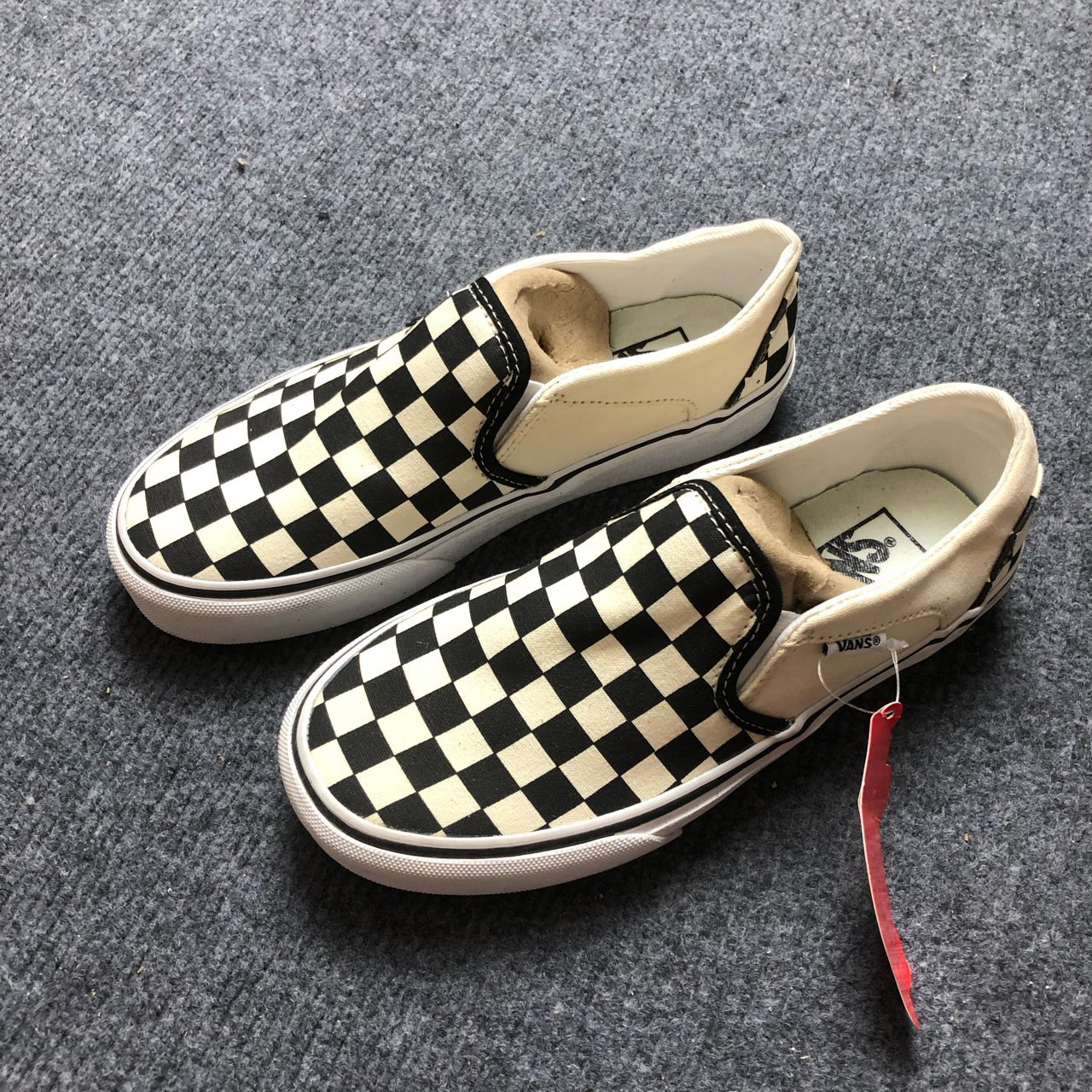 99新 VANS Vans Asher  棋盘格 低帮 板鞋 黑白 配盒 VOSAPK
