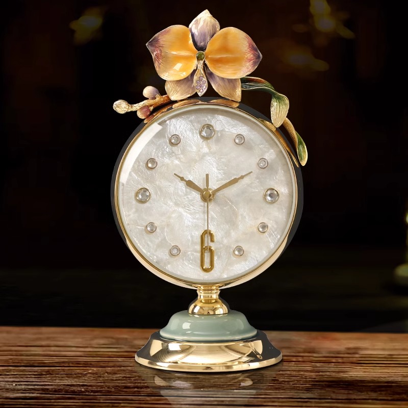 轻奢座钟台式静音桌面创意时钟客厅摆放坐钟高档钟饰钟表摆件台钟