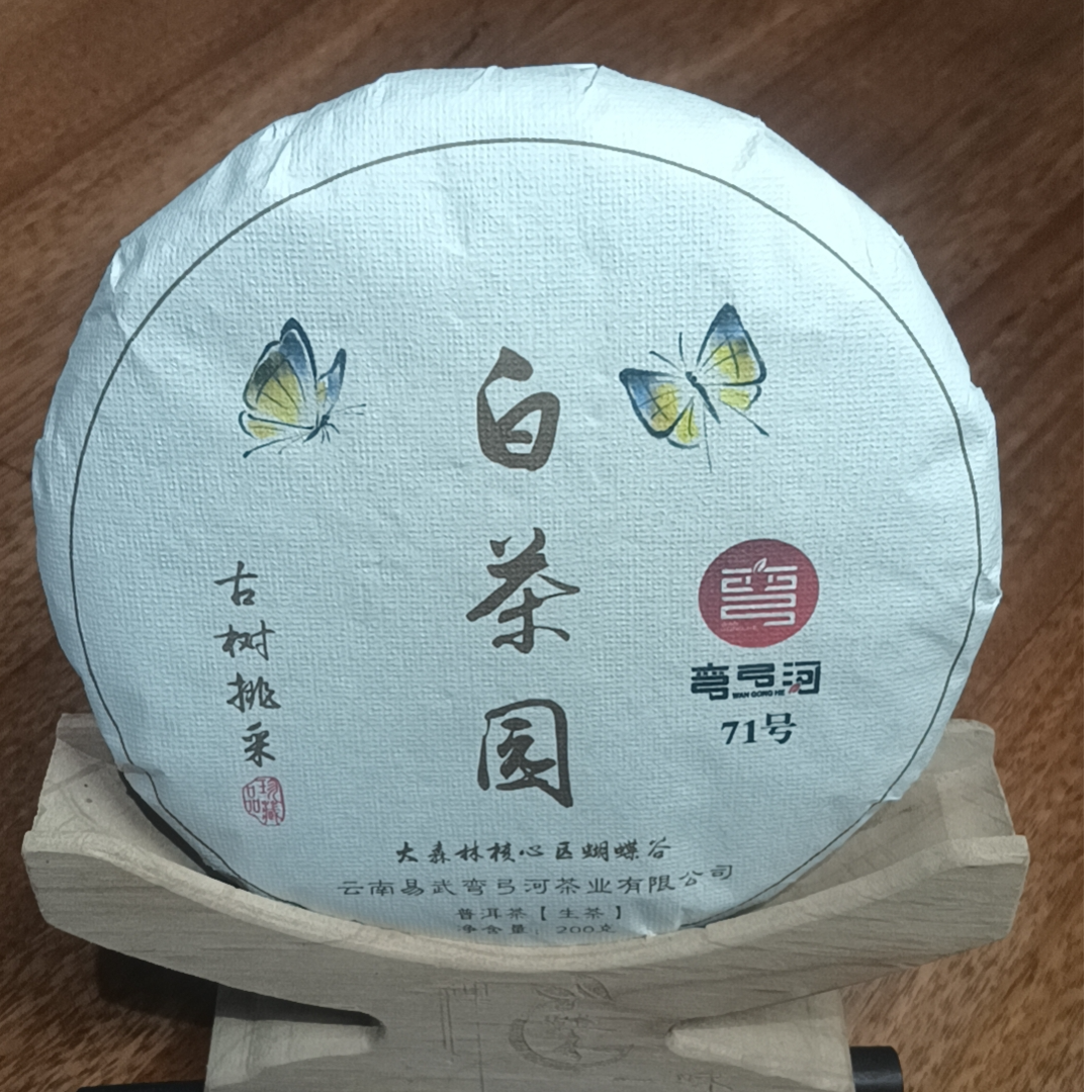 2021年白茶园古树挑采大森林核心区蝴蝶谷200克1饼普洱生茶富贵