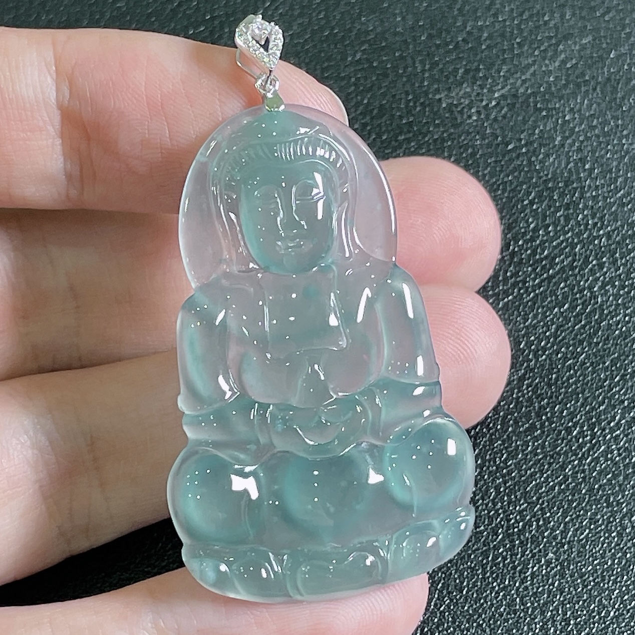 天然A货翡翠冰种观音吊坠119901（多样性发货)